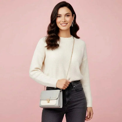 Trendy Diagonal Lock Chain Shoulder Bag – Stylish Women’s Fashion Handbag