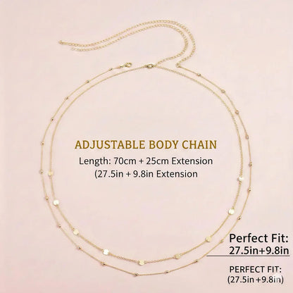 Beach Style Coin Belly Chain for Women – Snake Bone Double Layer Waist & Body Jewelry