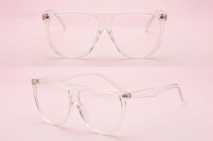 Clear cat-eye glasses on a white background